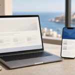 mobile app development agency Lebanon — laptop and phone showing app and website UI
