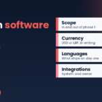 Custom software brief checklist covering scope, currency, languages and integrations before a quote