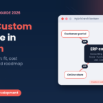 ERP vs custom software in Lebanon, hybrid ERP core with custom portal, mobile app, online store and dashboards, Step To Media navy featured image