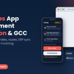 Field sales app development in Lebanon and the GCC, van sales app on a phone with today's route, customer order and offline sync, supervisor dashboard synced to ERP, Step To Media navy featured image