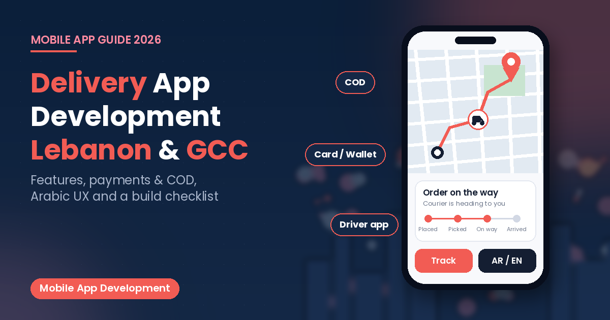 On-demand delivery app development for Lebanon and GCC businesses, Step To Media navy featured image